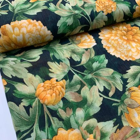 Toptex - Charcoal Chrysanthemum STRUCTURED VISCOSE 