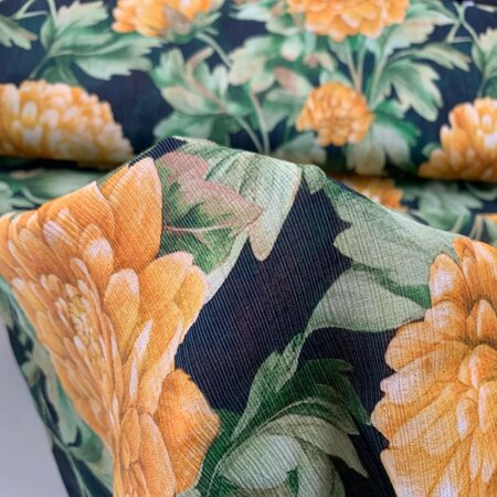 Toptex - Charcoal Chrysanthemum STRUCTURED VISCOSE 