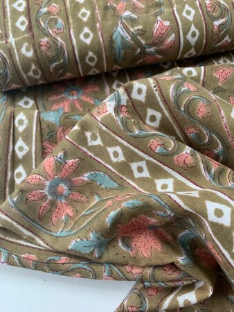 Nutmeg Stripes - Indiase Blokprint Katoen