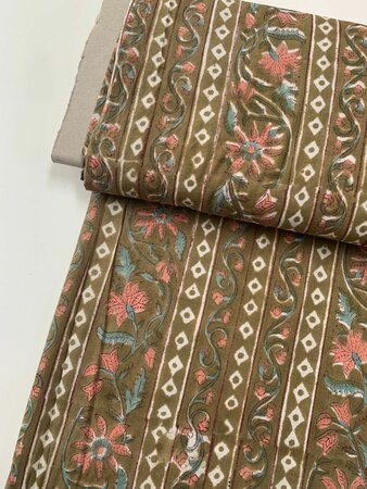 Nutmeg Stripes - Indiase Blokprint Katoen