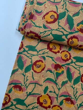 Passion Yellow - Indiase Blokprint Katoen