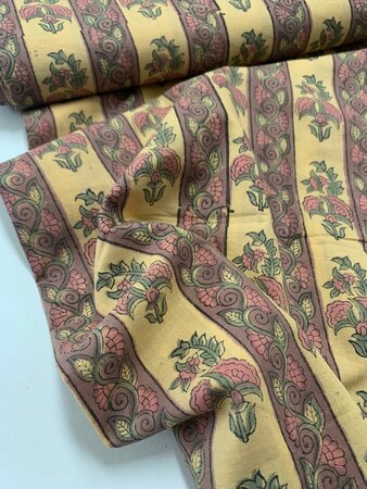 Mauve & Honey Stripes - Indiase Blokprint Katoen