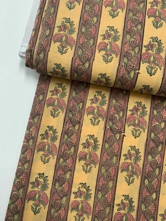 Mauve & Honey Stripes - Indiase Blokprint Katoen