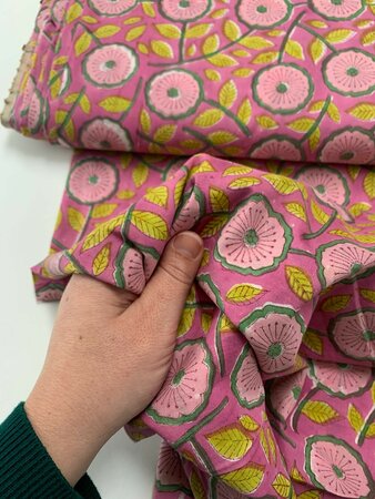 Lime & Bubblegum - Indiase Blokprint Katoen