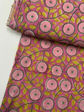 Lime & Bubblegum - Indiase Blokprint Katoen