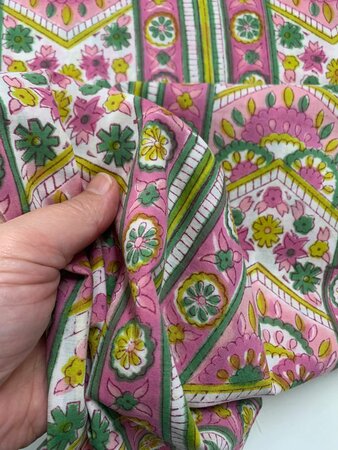 Garden Bubblegum - Indiase Blokprint Katoen