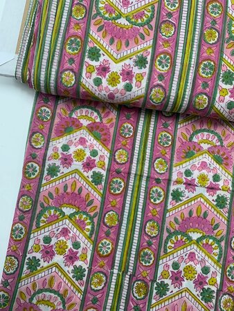 Garden Bubblegum - Indiase Blokprint Katoen