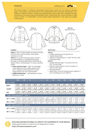 Closet Core Patterns - Fowler Jacket UNISEX