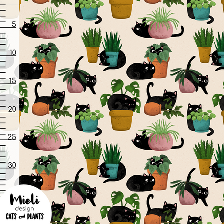 Mieli Design - Cats & Plants JERSEY (organic)