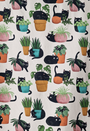 Mieli Design - Cats & Plants JERSEY (organic)