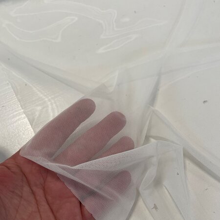COUPON 85CM Recycled Mesh/Tule STRETCH ROICA™ OFF WHITE
