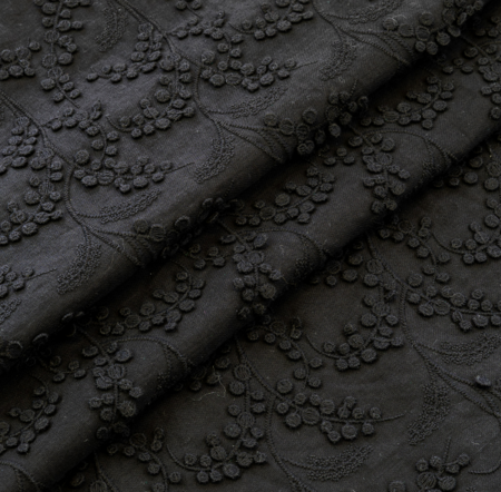 COUPON 180 CM C.Pauli Mimosa Black - Broderie 