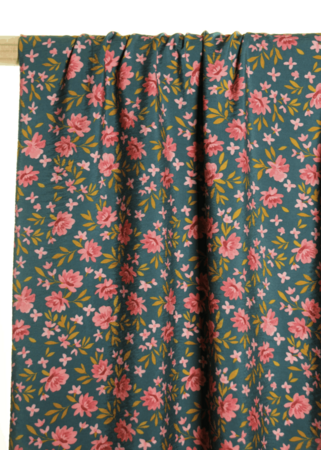 COUPON 160cm Atelier Jupe - Green Little Flowers TEXTURED VISCOSE BLEND