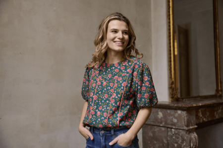 COUPON 160cm Atelier Jupe - Green Little Flowers TEXTURED VISCOSE BLEND