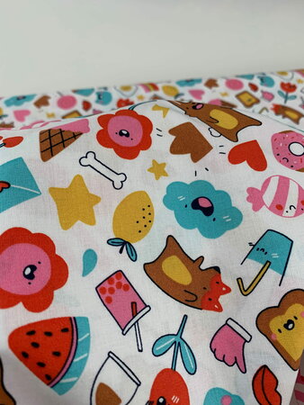 Kawaii Happy Life Print COTTON OEKO-TEX