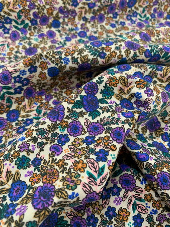 Flowers Violet/Camel COTTON OEKO-TEX