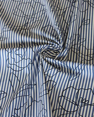 COUPON 180 CM My Dress Made - Alyzée Stripes and Flowers - KATOEN