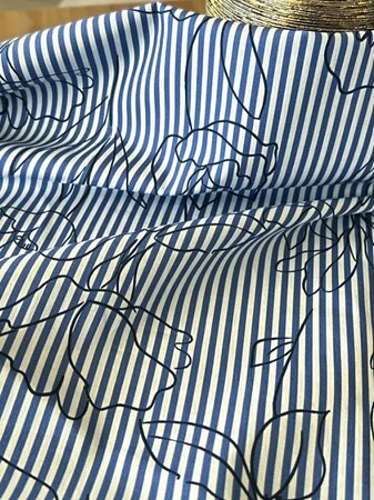 COUPON 180 CM My Dress Made - Alyzée Stripes and Flowers - KATOEN