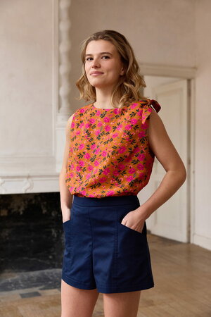 Atelier Jupe - Ochre Flowers TEXTURED VISCOSE BLEND