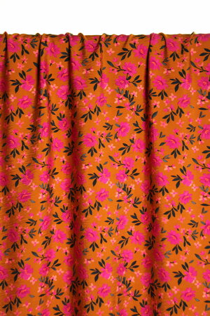 Atelier Jupe - Ochre Flowers TEXTURED VISCOSE BLEND