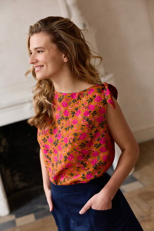 Atelier Jupe - Ochre Flowers TEXTURED VISCOSE BLEND