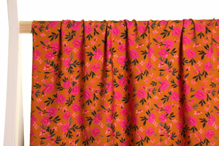 Atelier Jupe - Ochre Flowers TEXTURED VISCOSE BLEND