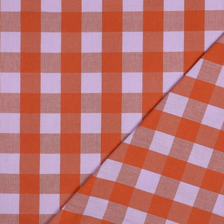 Verhees - Yarn Dyed Check Lavendel/Oranje - KATOEN
