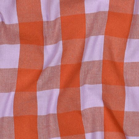 Verhees - Yarn Dyed Check Lavendel/Oranje - KATOEN