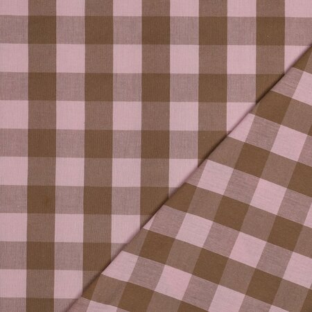 Verhees - Yarn Dyed Check Lichtroze/Bruin - KATOEN