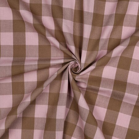 Verhees - Yarn Dyed Check Lichtroze/Bruin - KATOEN
