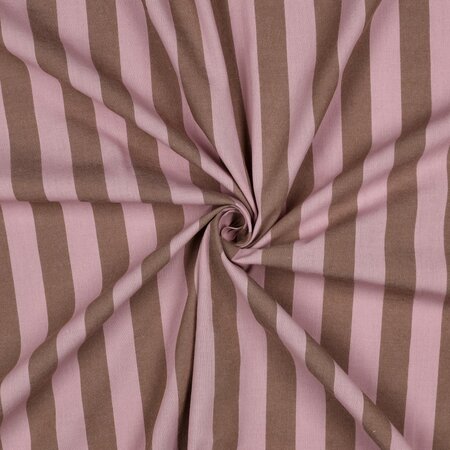 Verhees - Yarn Dyed Stripes Lichtroze/Bruin - KATOEN