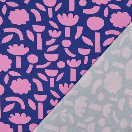 VERHEES X JENNIFER BOURON - Bloemen Abstract Blauw - Jersey (GOTS)