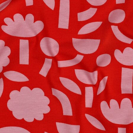 VERHEES X JENNIFER BOURON - Bloemen Abstract Oranje - Jersey (GOTS)