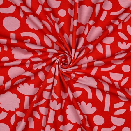 VERHEES X JENNIFER BOURON - Bloemen Abstract Oranje - Jersey (GOTS)