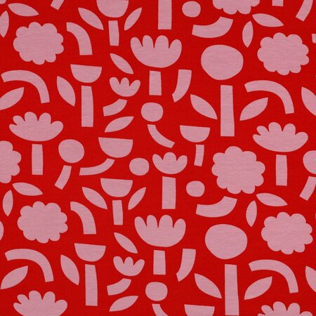 VERHEES X JENNIFER BOURON - Bloemen Abstract Oranje - Jersey (GOTS)