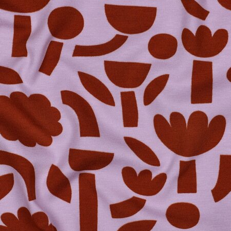 VERHEES X JENNIFER BOURON - Bloemen Abstract Lavendel - Jersey (GOTS)