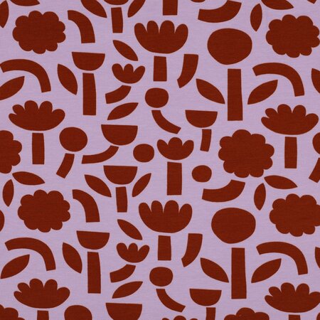 VERHEES X JENNIFER BOURON - Bloemen Abstract Lavendel - Jersey (GOTS)