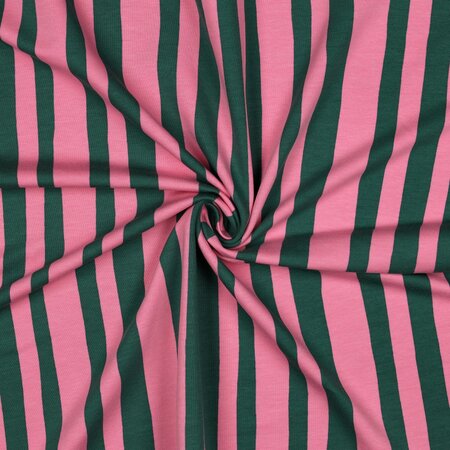 VERHEES X JENNIFER BOURON - Stripes Groen/Roze - FRENCH TERRY (GOTS)
