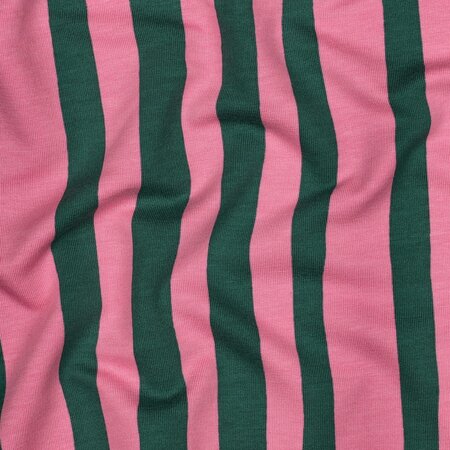 VERHEES X JENNIFER BOURON - Stripes Groen/Roze - FRENCH TERRY (GOTS)