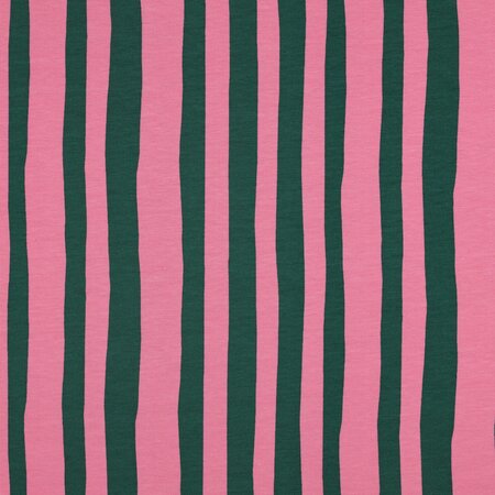 VERHEES X JENNIFER BOURON - Stripes Groen/Roze - FRENCH TERRY (GOTS)