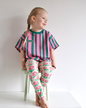 VERHEES X JENNIFER BOURON - Bloemen Naturel/Roze - RIBBED JERSEY (GOTS)