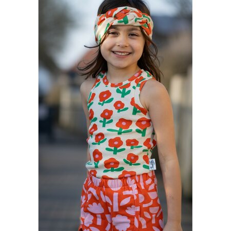 VERHEES X JENNIFER BOURON - Bloemen Naturel/Oranje - RIBBED JERSEY (GOTS)