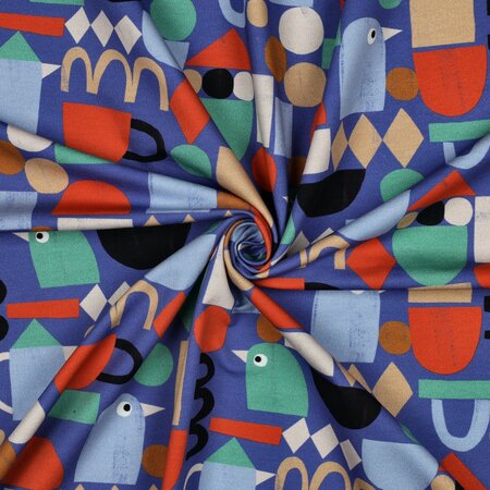 VERHEES X JENNIFER BOURON - Graphic Design Blue - FRENCH TERRY (GOTS)