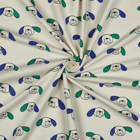 VERHEES X JENNIFER BOURON - Dogs Green/Blue - FRENCH TERRY (GOTS)