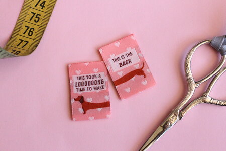 The Cosy Club Handmade - Sausage Dog - 6 Double Sided Sewing Labels