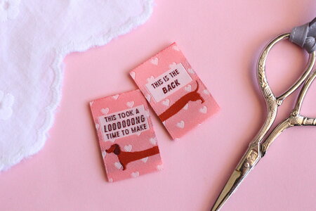 The Cosy Club Handmade - Sausage Dog - 6 Double Sided Sewing Labels