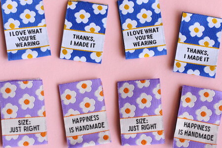 The Cosy Club Handmade - Flower Power Mixed Pack - 6 Double Sided Sewing Labels