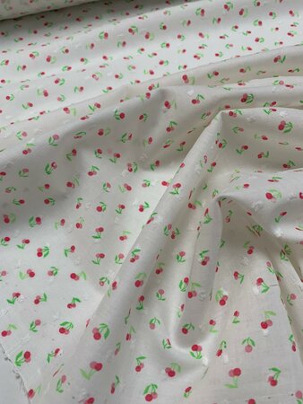 DEADSTOCK Cherries KATOEN VOILE