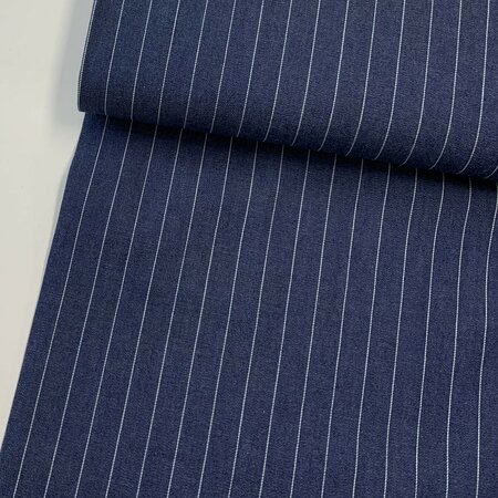 COUPON 185 CM Toptex - Pinstripes Jeans Marine COTTON