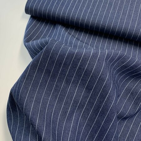 COUPON 185 CM Toptex - Pinstripes Jeans Marine COTTON